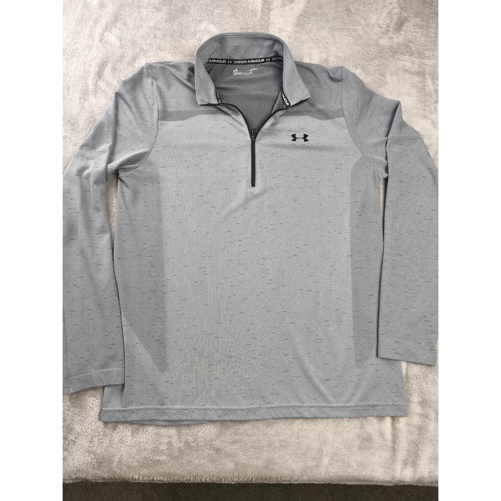 Under Armour HeatGear Quarter Zip Pullover Gray Mens Large Athletic